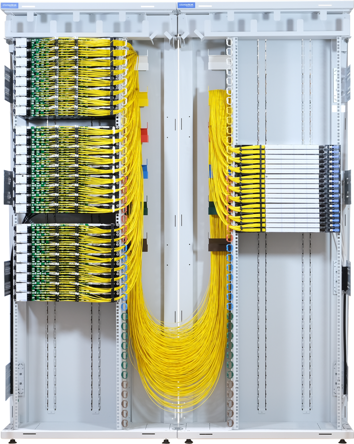 Répartiteur optique composé d’un iBER-803-M-COM-CD et d’un iBER-803-M-COM-CG